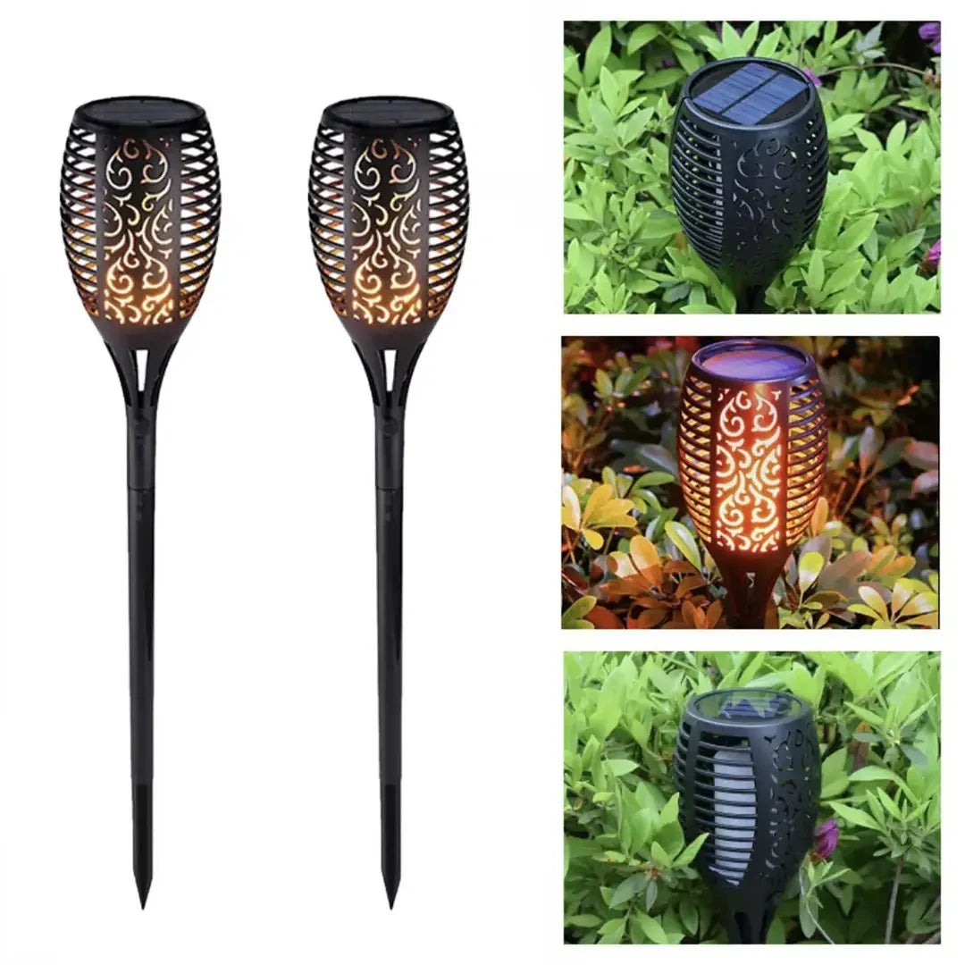 Garden torch lantern 22cm on solar battery Street lantern with flame effect