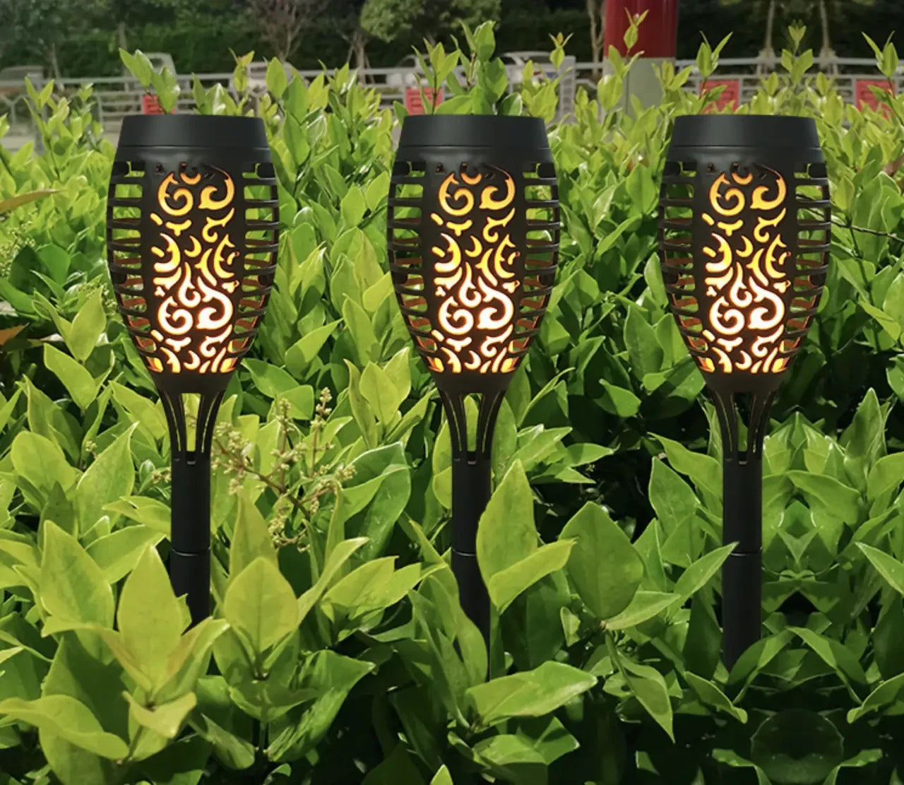 Garden torch lantern 22cm on solar battery Street lantern with flame effect