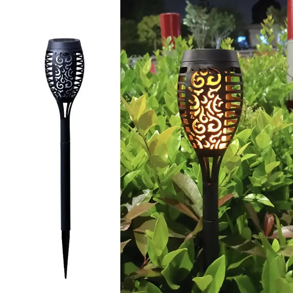 Garden torch lantern 22cm on solar battery Street lantern with flame effect
